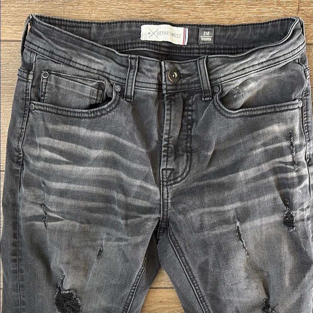 Black Washed Distressed Jeans - Picture 4 of 8